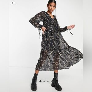 Topshop Floral Ruffle Maxi Dress